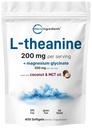 L-Theanine 200mg avec Magnésium Glycinate, 400 Coconut MCT huile softgels.