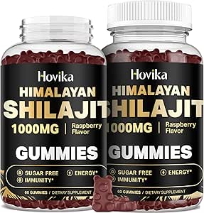 Shilajit Gummies 1000mg pour les hommes et les femmes - Shilajit Gummies avec 85+ Trace Minerals, Ashwagandha, Turmeric, Black Pepper - Energy & Immune Support - Sugar Free Raspberry Flavor 60 Comte