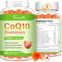 2 Pack CoQ10 Gummies 250 mg, Plus Oméga-3, Magnésium, Vitamine B12 pour l'énergie cellulaire, cerveau et antioxydant, 5X Meilleur supplément Coenzyme d'absorption Q10 - 120 Cts