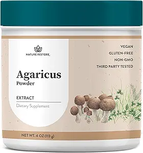 Nature Restore Agaricus Blazei Murill Extrait Poudre de champignons, 4 onces, 40% Polysaccharides, Non OGM, Sans gluten