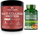 Whole Food Multivitamin for Women + Multi Collagen Protein Powder Hydrolyzed (Type I II III V X) Bundle