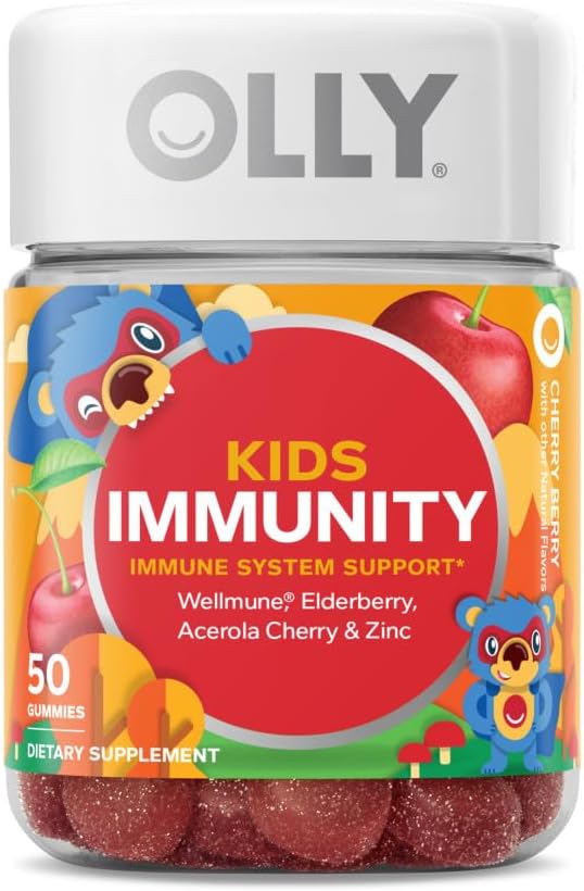 OLLY Enfants Sommeil et immunité Gummy, Melatonine, Wellmune, Elderberry, 50 Comte