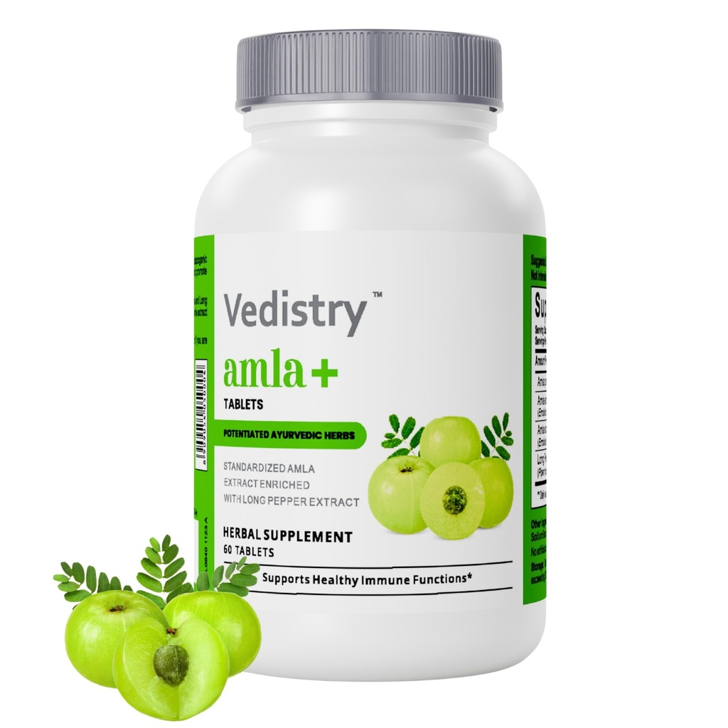 Supplément d'extrait de fruits Amla+ 1100mg Comprimés de baies d'oie d'Inde avec du poivre long.
