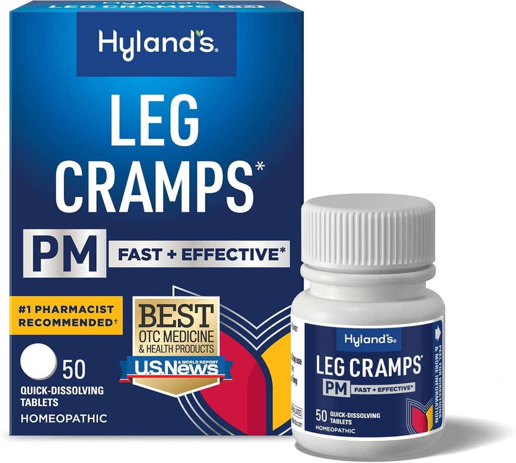 Crampes de jambe de Hyland PM, soulagement des crampes de jambe, de veau et de pied de nuit, 50 comprimés à dissolution rapide
