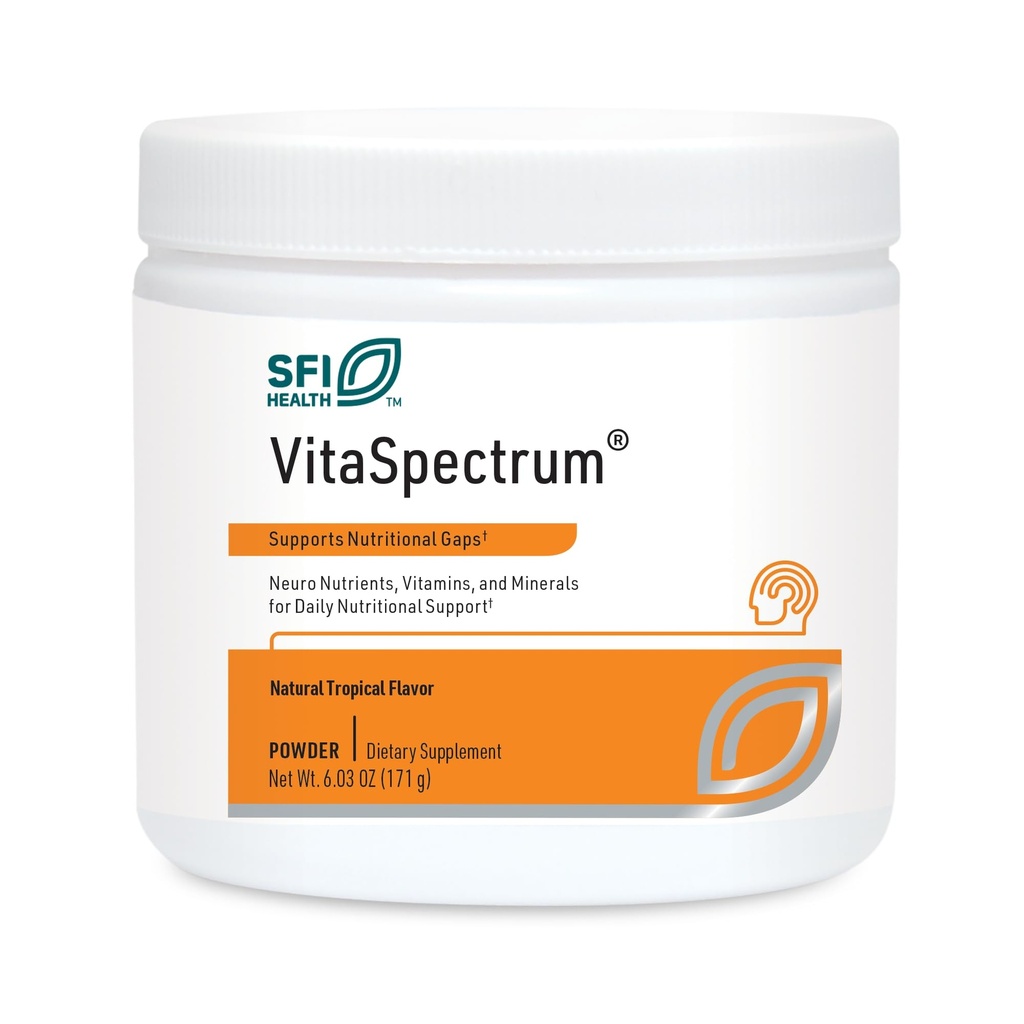 Klaire Labs SFI Health VitaSpectrum Powder - Multivitamine/minéral pour enfants avec 23 nutriments essentiels, saveur tropicale pour enfants, sans cuivre, fer, gluten ou caséine (171 G / 30 portions)