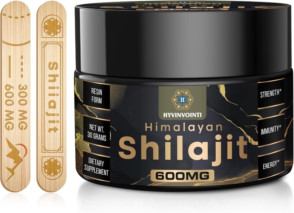 600mg Shilajit Pure Himalayan Organic Shilajit Resin-Shilajit Grade d'or organique,100% Pure Organic Shilajit pour l'énergie et le soutien immunitaire,Rich in Fulvic Acid et 85+Trace Minerals,1 Pack