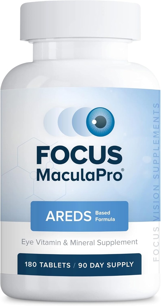 Focus MaculaPro - Supplément Vitamine Minérale à base d'AREDS (180 ct. 90 jours) Vitamines à base d'AREDS pour les non-fumeurs - Suppléments à base d'AREDS