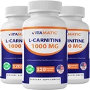 Fumarate de L-Carnitine vitamatique 1000 mg - 120 capsules végétales (3 bouteilles)