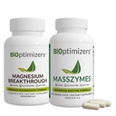 BiOptimizers Magnésium Breakthrough 4.0, (60 Capsules) et MassZymes 4.0, (250 Capsules) - Le sommeil naturel, le cerveau et le supplément de soutien de santé digestif