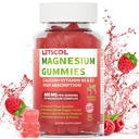 Gommies de magnésium glyciné 800mg par portion, supplément de magnésium sans sucre avec le malate de magnésium, Calcium, vitamine D3, B6, CoQ10 pour le soutien et le sommeil calme pour les adultes Enfants