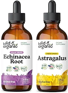 Teinture d'échinacée sauvage et biologique 4 fl oz et Astragalus Teinture 4 fl oz