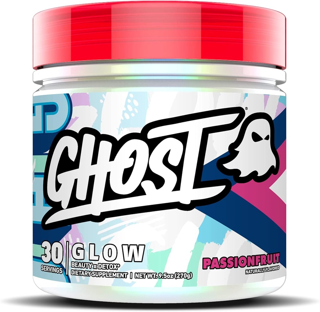 GHOST Glow: Formule de support de beauté et de désintoxication - 30 portions, pamplemousse - Biotine et L-Theanine pour les antioxydants pour l'hydratation, la radiance, le teint et la nausée - Vegan, sans gluten