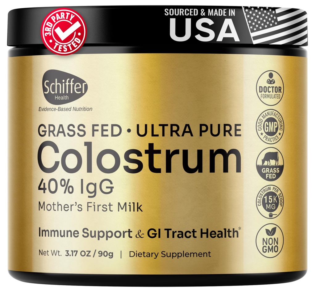 Supplément Premium Colostrum IgG le plus élevé pour Gut Health, Immune Support & Recovery Superfood, Anti-Âge - Poudre de colostrum de foie d'herbe pure - Mères Premier lait, 60 portions, Sans saveur