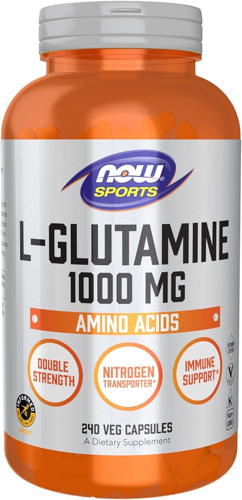 Nutrition sportive, L-glutamine, double concentration 1000 mg, acide aminé, 240 gélules