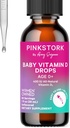 Pink Stork Baby Liquid Vitamine D gouttes pour les nourrissons, 400 UI Vitamine D3 pour les nouveau-nés et les enfants pour aider au développement des os et une fonction immunitaire saine - 1 fl oz, 2 mois d'approvisionnement