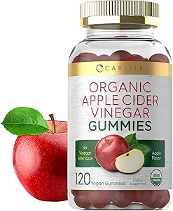 Gommies de vinaigre de cidre de pomme de Carlyle $ 120 Comte $ USDA ACV biologique $ Apple Flavor $ Vegan, sans OGM et supplément sans gluten