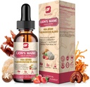 Champignon complexe Liquid Drop, 8 en 1 Lions Mane Supplément Champignon avec Irish Sea Moss, Chaga, Turkey Tail, Cordyceps et plus pour le cerveau, Focus, Cognitive & Immmune Support, Vegan, Strawberry Flavor,60mL