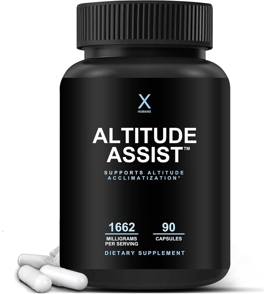 Aide à l'altitude - Prévention de la maladie d'altitude - Relief for Mountain Sports (Skiing, Snowboard, Escalade) - Non OGM, Vegan, Keto - Formule pour l'accélération, Supplément de maladie d'altitude - par HumanX