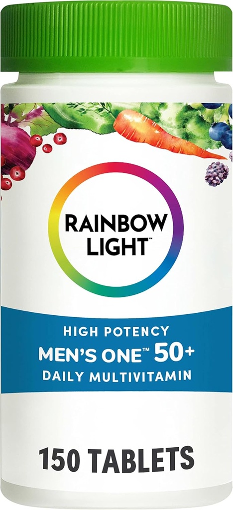 Rainbow Light Multivitamin for Men 50+, Vitamin C, D & Zinc, Probiotics, Men's One 50+ Multivitamin Provides High Potency Immune Support, Non-GMO, Vegetarian, 150 Tablets