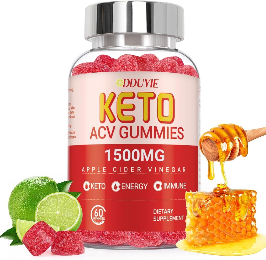 Gommies de vinaigre de cidre de pomme Keto ACV Avancé Perte de poids $ 2000mg Faible carbure Gommies de vinaigre de cidre de pomme pour détox, nettoyage $ Fabriqué aux États-Unis $ 60 Compte