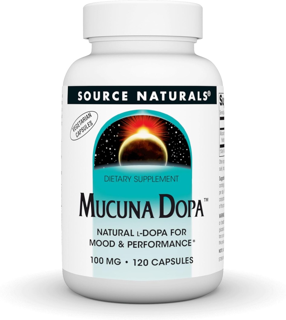 Source Naturals Mucuna Dopa, for Mood & Performance*, 100 mg - 120 Vegetarian Capsules