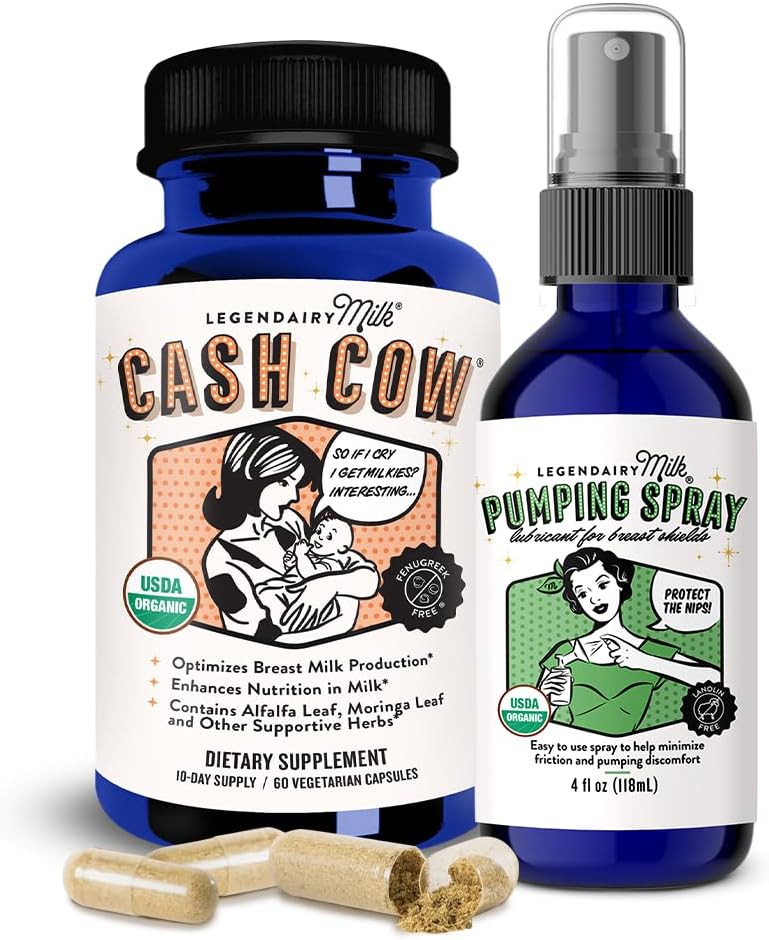 Legendairy Milk Cash Cow + Pumping Spray - Lactation Support & Natural Comfort for Nursing Moms - Breastfeeding Supplement That Helps with Sore Nipples & Clogged Ducts