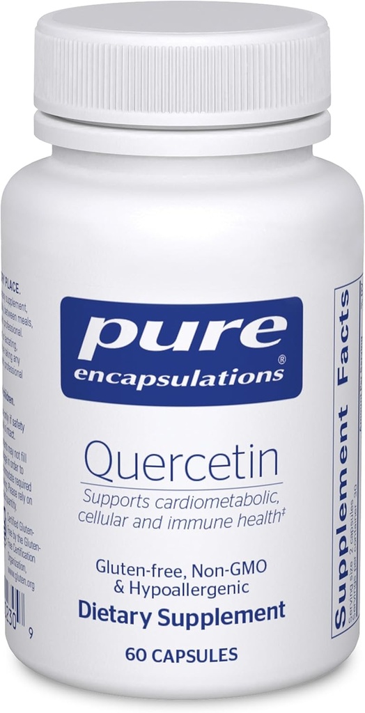 Encapsulations pures Quercetin - 500 mg - Soutien immunitaire, santé cellulaire et santé cardiaque - Supplément antioxydant - Sans gluten et sans OGM - 60 capsules