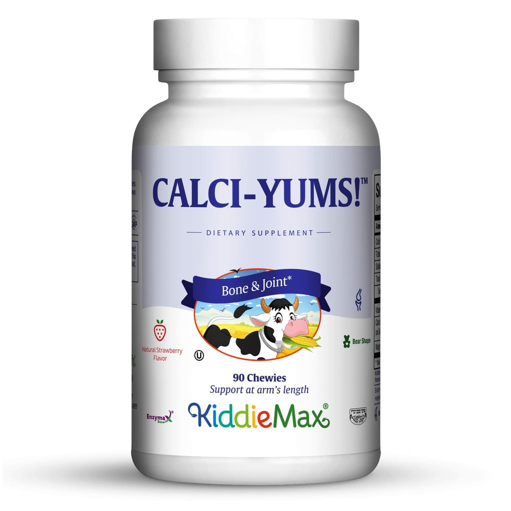 Maxi Health KiddieMax Calcium - CalciYum! - Aromatisé -Animal en forme de Chewies - Kosher (90 comte)