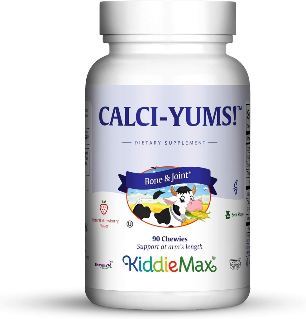 Maxi Santé KiddieMax Calcium - CalciYum! - Aromatisé -Animal en forme de Chewies - Kosher (90 comte)
