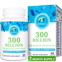Probiotiques pour les femmes et les hommes - 300 milliards UFC, 24 souches Probiotiques + 15 herbes biologiques Prébiotiques pour la santé digestive, gustative, immunitaire, la constipation, la diarrhée et la santé de corps entier - 2 mois d'approvisionnement