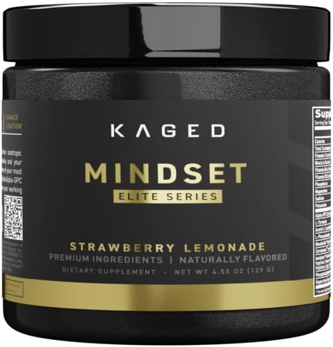 Kaged Nootropic Mindset Elite, Supplément Focus et Productivity, Stimulant Free, soutient la mémoire, le focus et l'humeur de travail*, Lemonade aux fraises - 30 portions