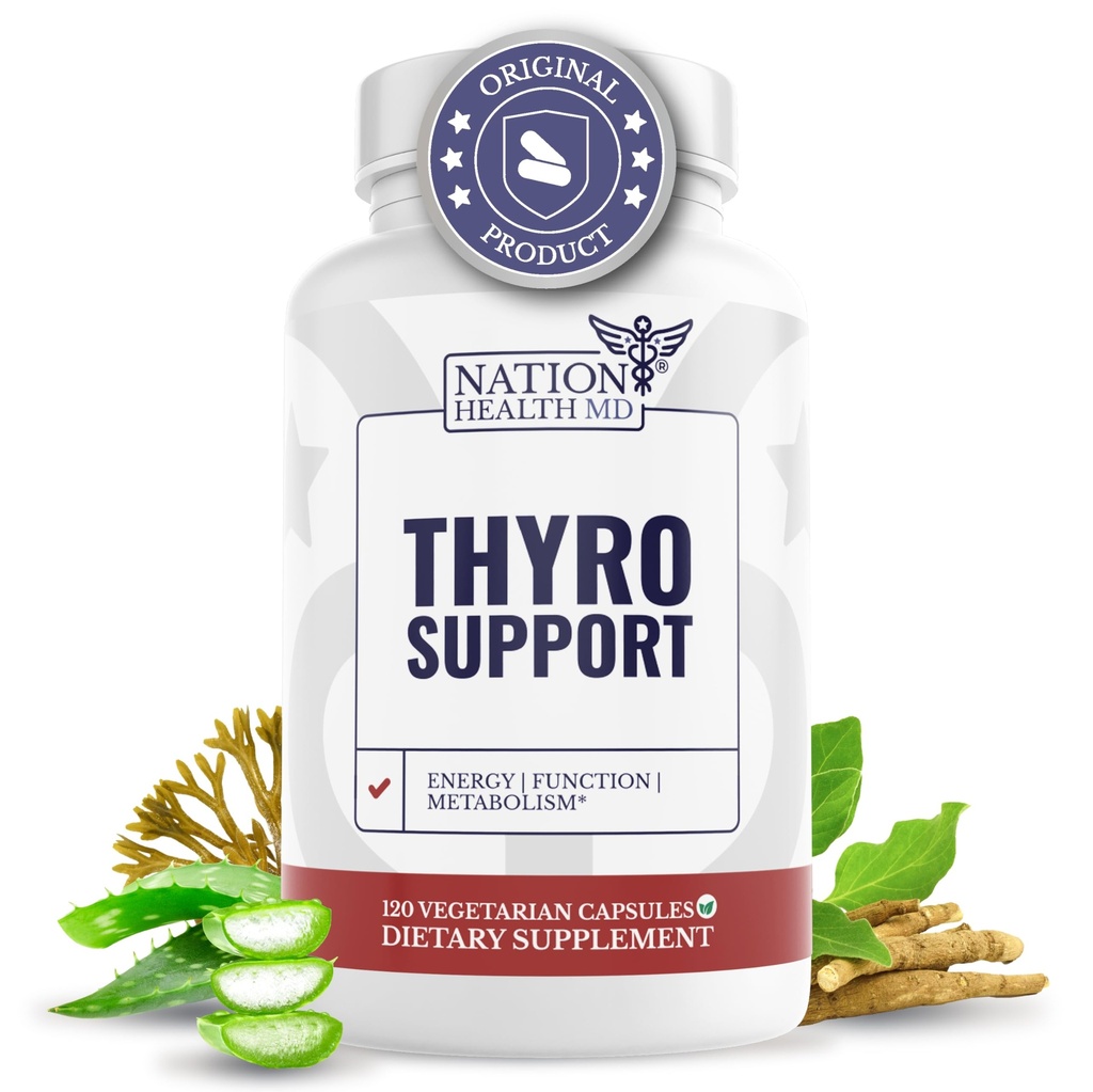 Thyro Support - Supplément Thyroïde avec Sélénium, Bladderwrack et Zinc - Santé Thyroïde pour les femmes et les hommes - Vegan, non OGM, sans gluten - 120 capsules