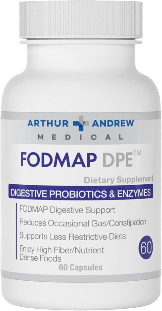 Arthur Andrew Medical - DPE FODMAP, Probiotiques digestifs et enzymes, soulagement de l'intolérance FODMAP et des aliments hautement fermentables, végétalien, non OGM, 60 capsules