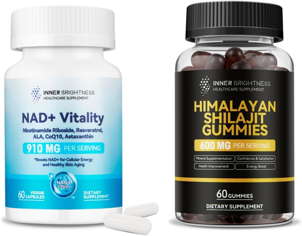 NAD + Shilajit Gummies Bundle - stimule l'énergie, soutient le métabolisme, le vieillissement en santé, l'immunité et l'endurance