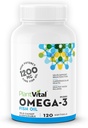 Capsules d'huile de poisson Omega 3 Plantvital - Supplément Omega 3 Pure Norwegian - Triple Strength - No Fish Flavor - Distillé moléculairement - Soutient la santé cognitive, articulaire, oculaire, des cheveux et du cœur - 120 Compte