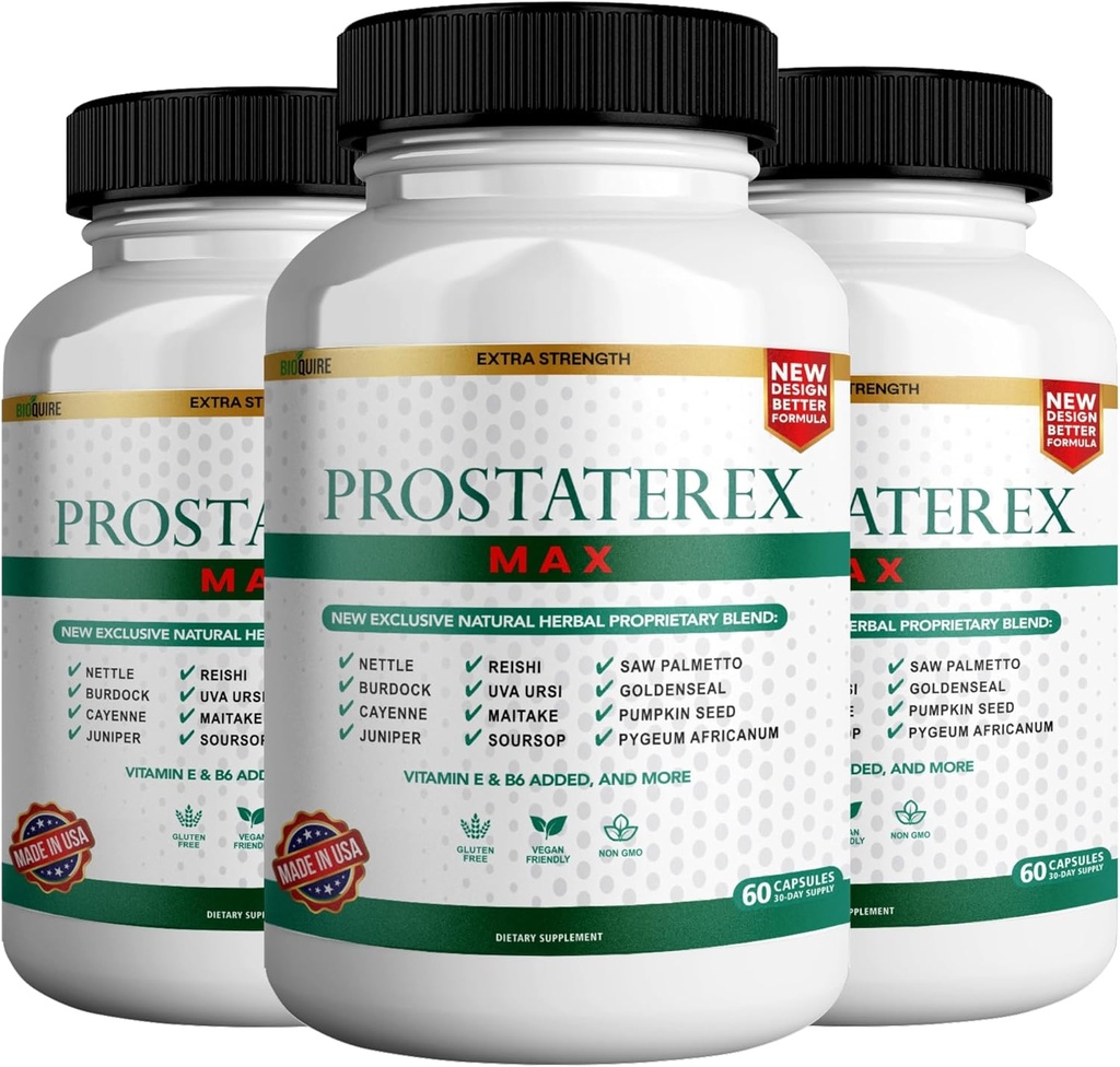Supplément ProstateRex Max Extra Strength Prostate Health Support, Saw Palmetto, Vegan, Non-OGM, Sans gluten – 180 Capsules (3)
