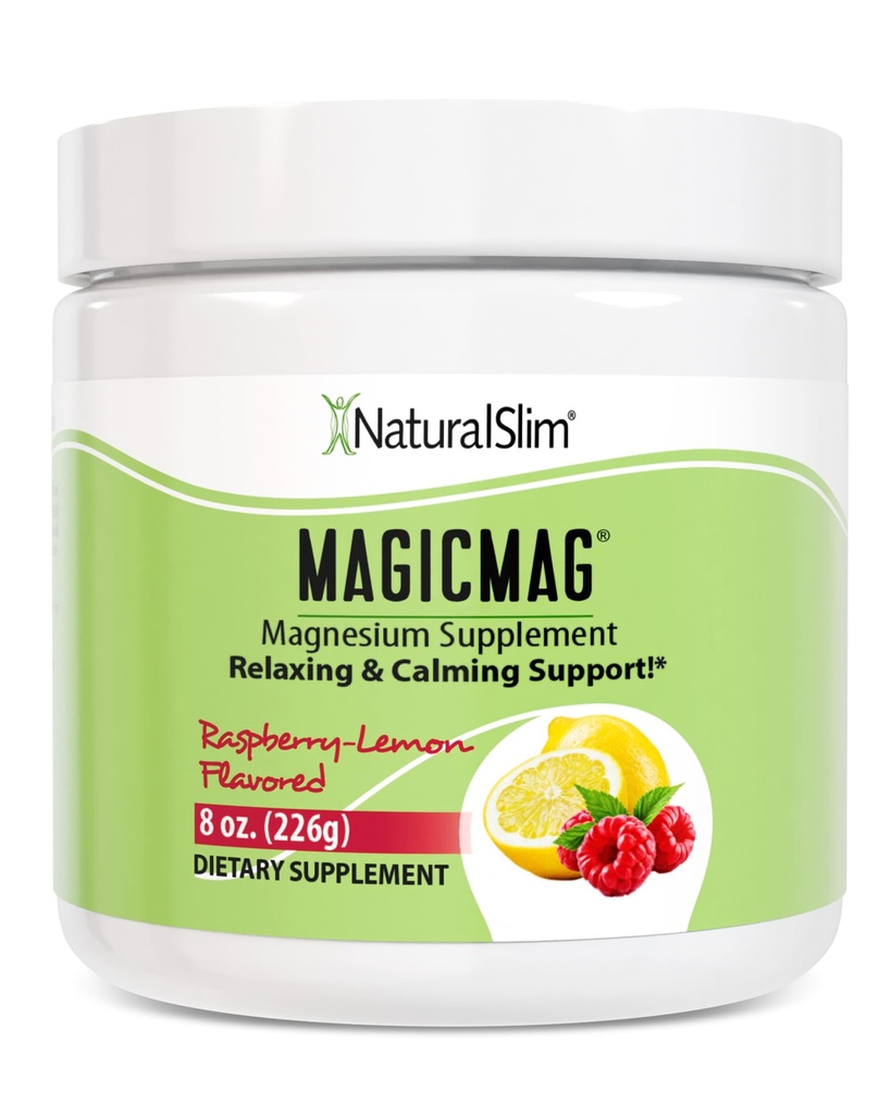 NaturalSlim Magicmag Pure Magnésium Citrate Poudre Stress, Constipation, Muscle, Heart Health, and Sleep Support.