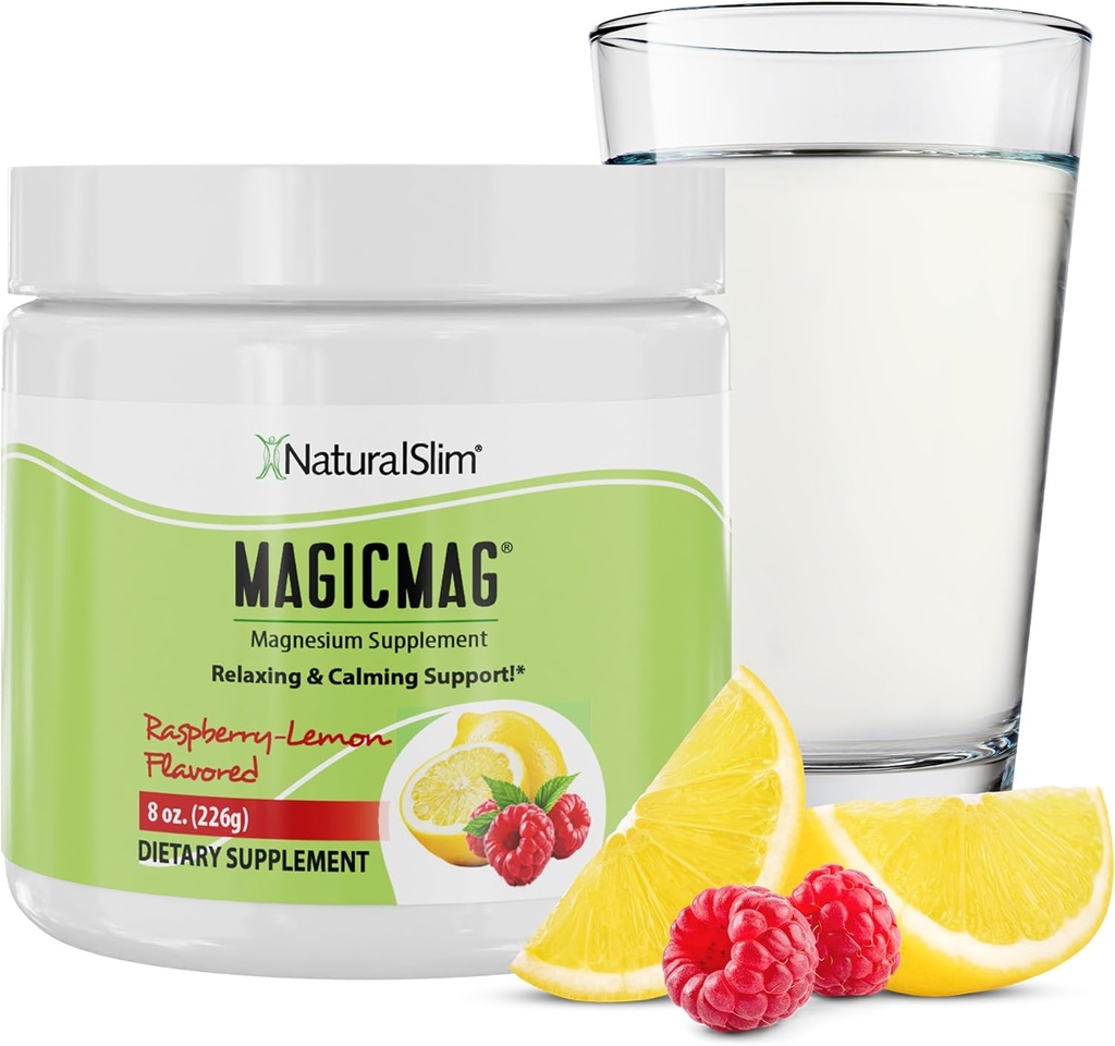 NaturalSlim Magicmag Pure Magnésium Citrate Poudre Stress, Constipation, Muscle, Heart Health, and Sleep Support.