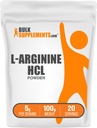 BulkSupplements.com Poudre de HCl L-Arginine - Supplément d'oxyde nitrique, poudre d'arginine - Sans aromatisé et sans gluten, 5g par portion, 100g (3.5 oz) (paquet de 1)