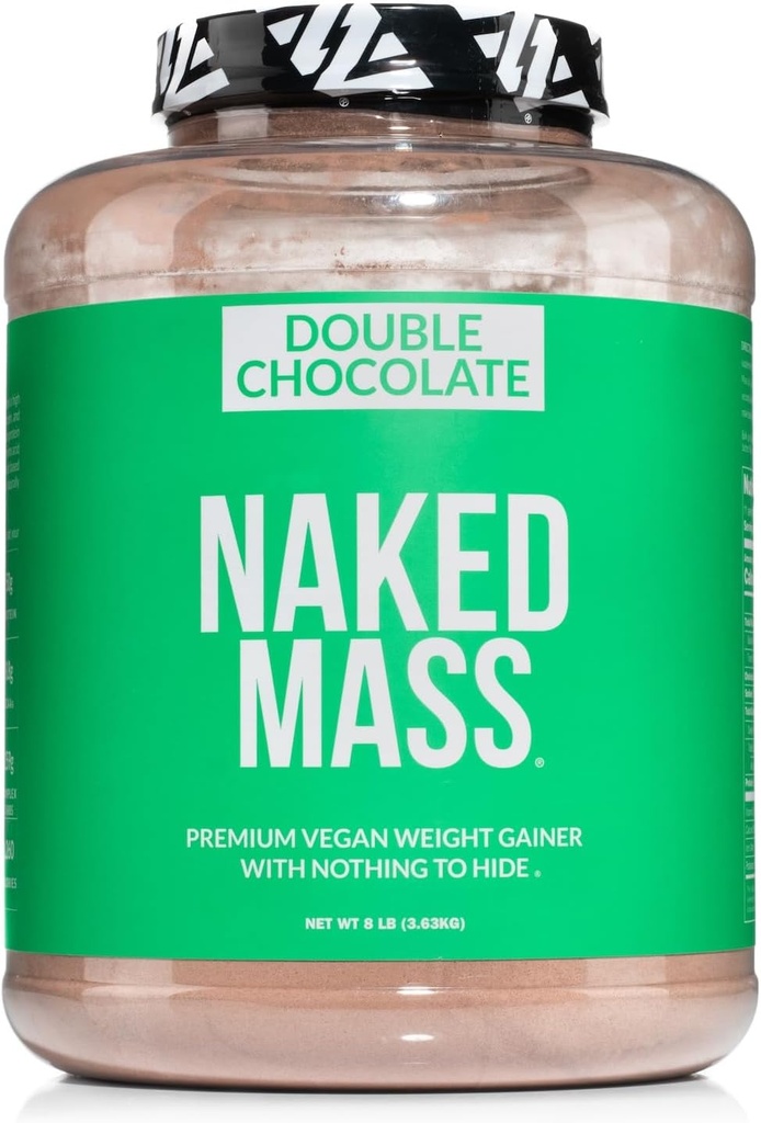 NAKED Masse végétalienne - Double gain de poids au chocolat - 1 260 calories, protéines 50G, rien d'artificiel, poudre de protéines de chocolat naturel, sans OGM, sans soja et sans gluten - vrac de 8LB - 11 portions