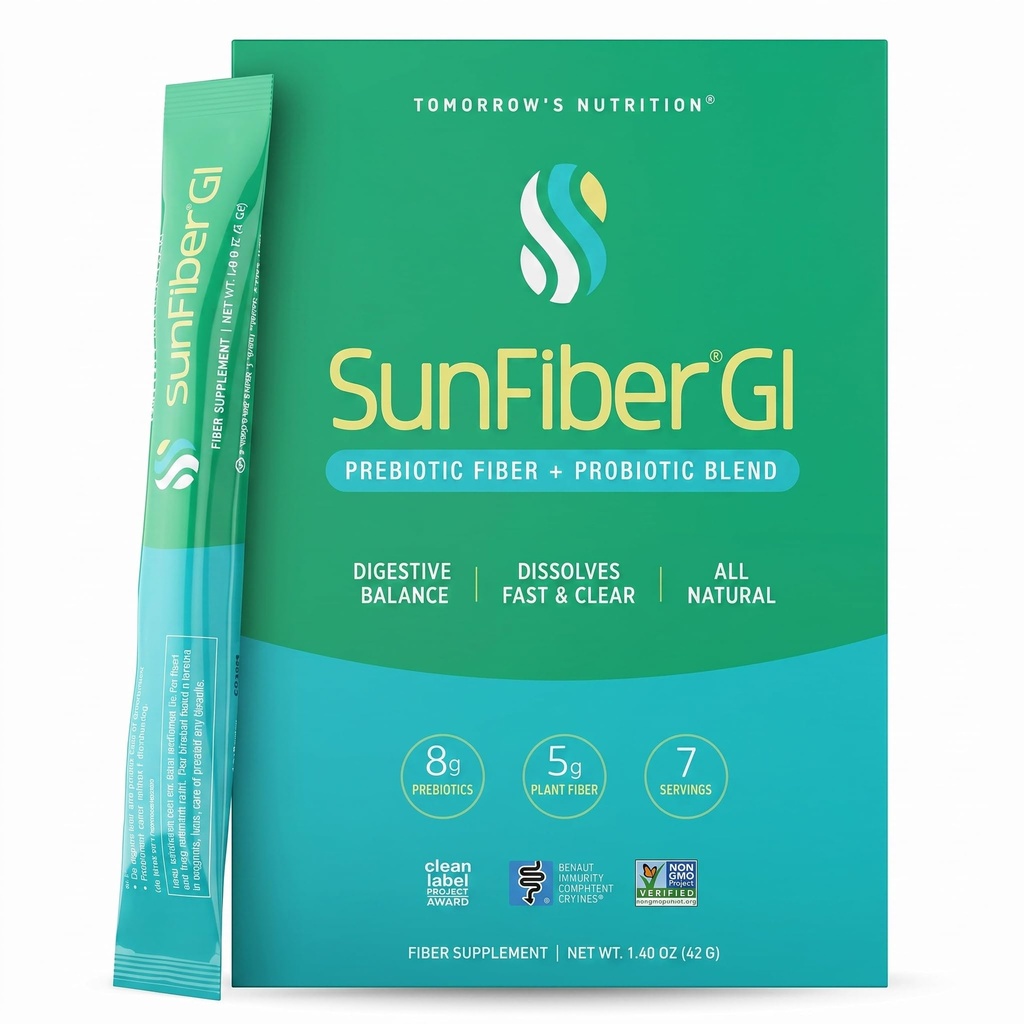 Kit de 7 jours en fibre de soleil de demain, fibre prébiotique et probiotiques, 5g fibre prébiotique et 8 milliards de probiotiques par portion, faible FODMAP, 7 paquets, non aromatisé