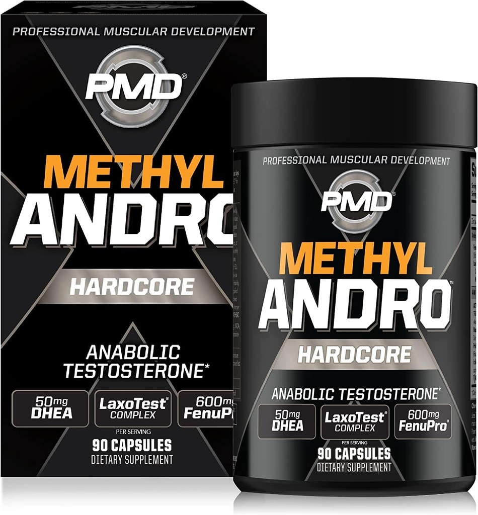 PMD Méthyl Andro Hardcore - Testostérone de soutien pour le muscle maigre et les gains de force-Lifting et performance d'entraînement- Supplément alimentaire (90 capsules)