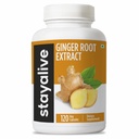 STAY ALIVE Ginger Root Capsules 1000mg, 10:1 Extrait poudre avec 5% Gingerols, 120 pilules, poudre racine extra-forte, végétalien, sans OGM et sans gluten supplément de gingembre