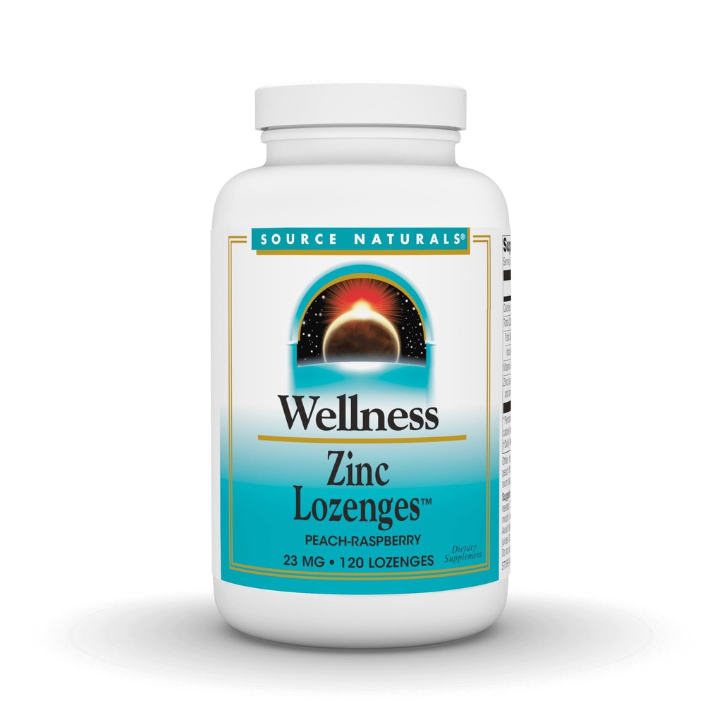 Source Naturals Wellness Zinc Lozenges, soutien immunitaire aux fruits de mer, 23mg - 120 Lozenges