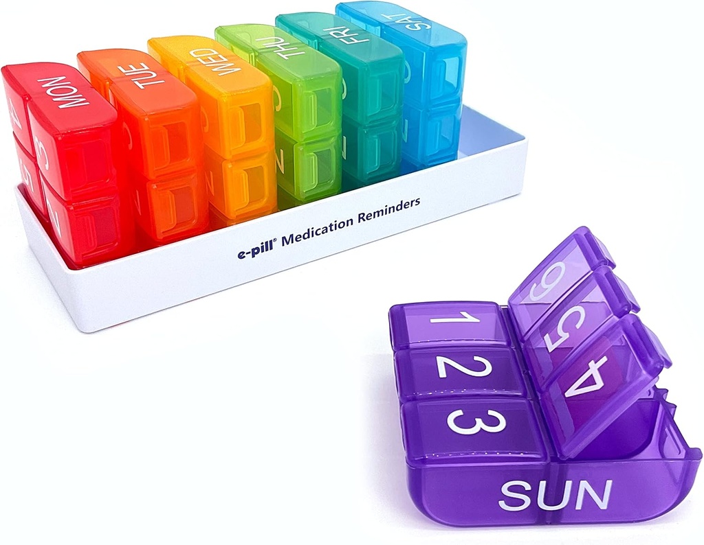 e-Pill 6 fois par jour x 7 jours hebdomadaire Pill Organizer, Vitamine, and Medicine Box - Multicolore