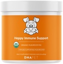 Happy Immunity USDA Certified Bio Mushroom Complex for Dogs, Cordyceps bio Shiitake Reishi, supplément en poudre de mélange de champignons végétalien Canine, mélange de champignons avancé, non-OGM, 3,5 oz
