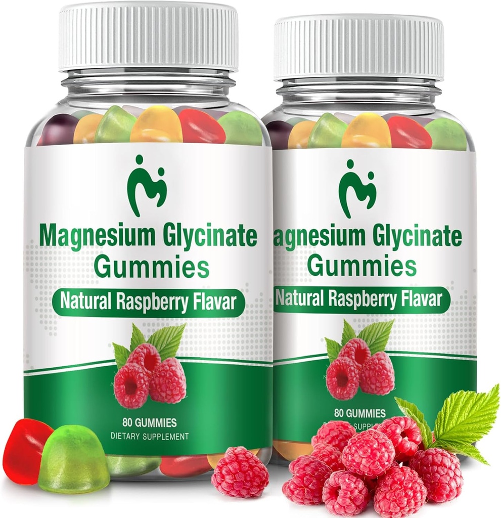 Magnesium Glycinate Gummies for Adults & Kids, 2 Packs Chewable Calm Magnesium Gummies for Sleep, Magnesium Glycinate 400mg, Stress & Muscle Relief, Magnesium Potassium Supplement