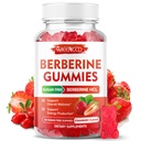 Gommies berbères avec Ceylan Cinnamon 1500mg supplément de haute puissance Berberine HCL pour le soutien immunitaire, sans sucre, végétalien, fraise, 60 comte