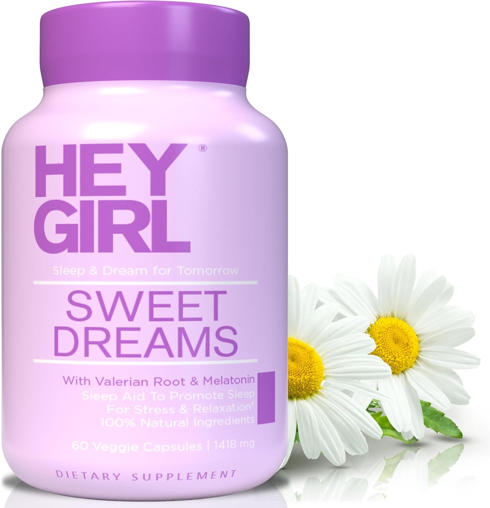 Sweet Dreams Capsules - Soutien au sommeil naturel avec Melatonine, L-Theanine, Root Valérien, Camomille, Baume citron - 60 Capsules