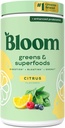 Bloom Nutrition Superfood Greens Poudre, enzymes digestives avec probiotiques et prébiotiques, Gut Health, Bloating Relief pour les femmes, Chlorella, Mélange de jus vert avec poudre de racine de betterave, 60 SVG, Citrus